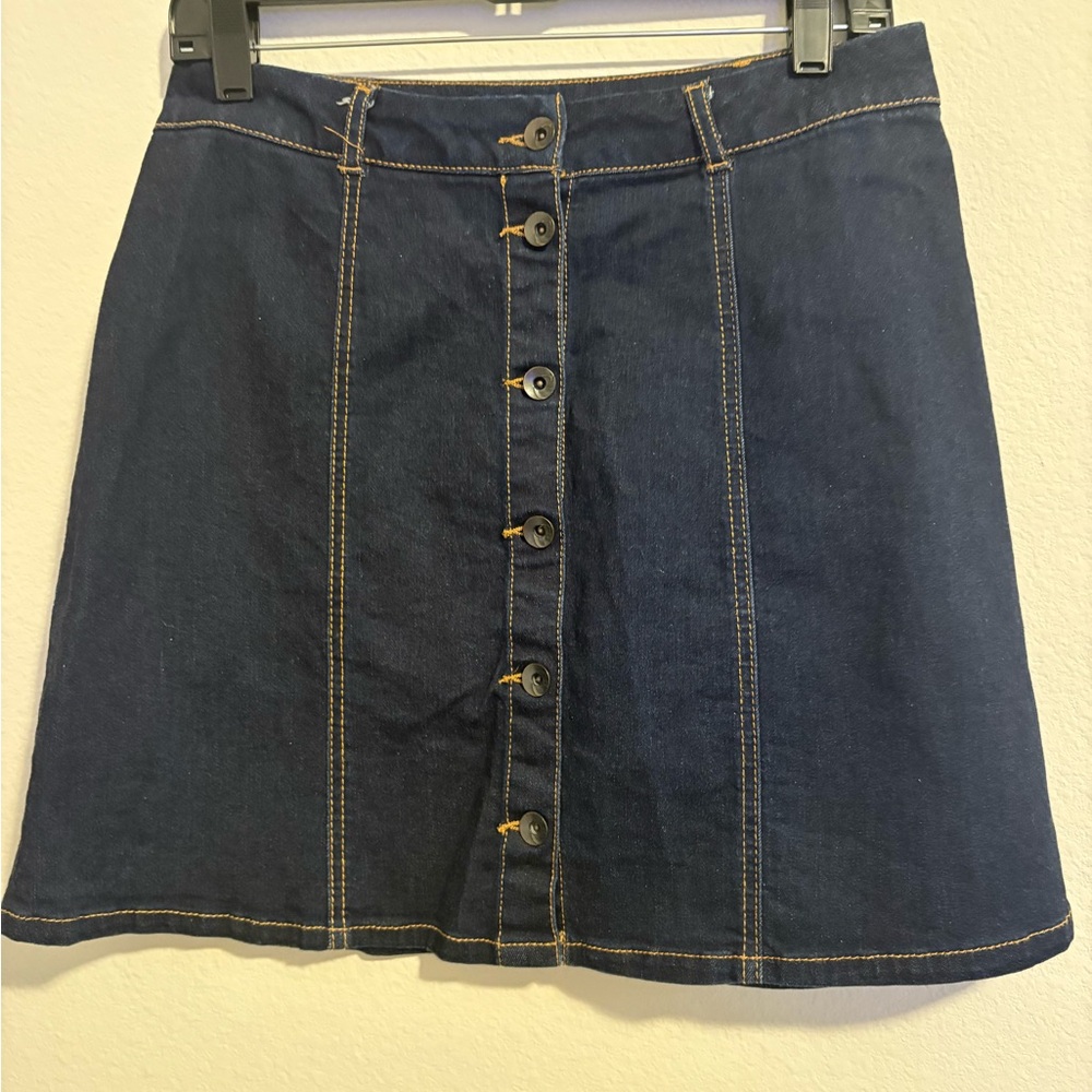 Denim Button-Front Skirt